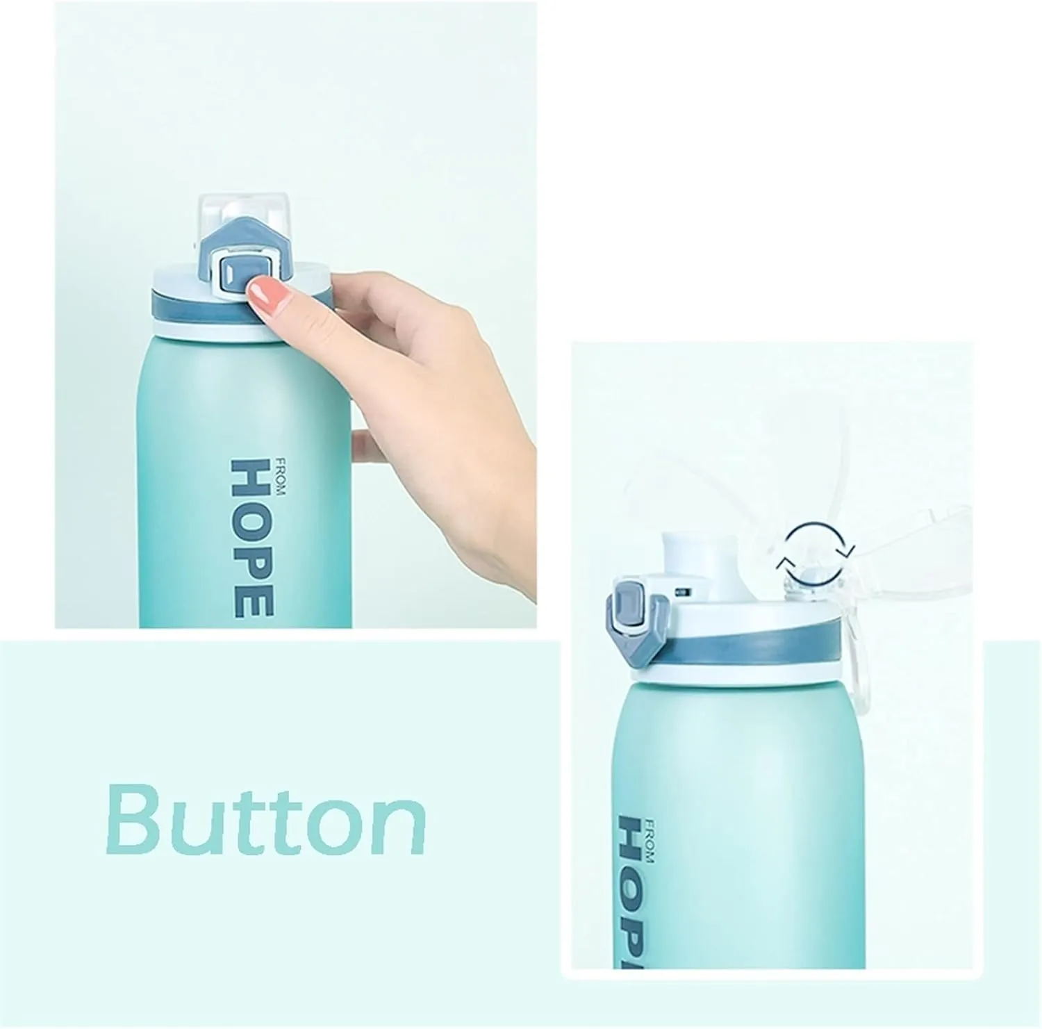 kettles Matte texture Sports Bottle with One-click Push Button,Colorful Water Jug-Large,Leak proof,Fitness/Camping/Outdoor Activity canteen(D)