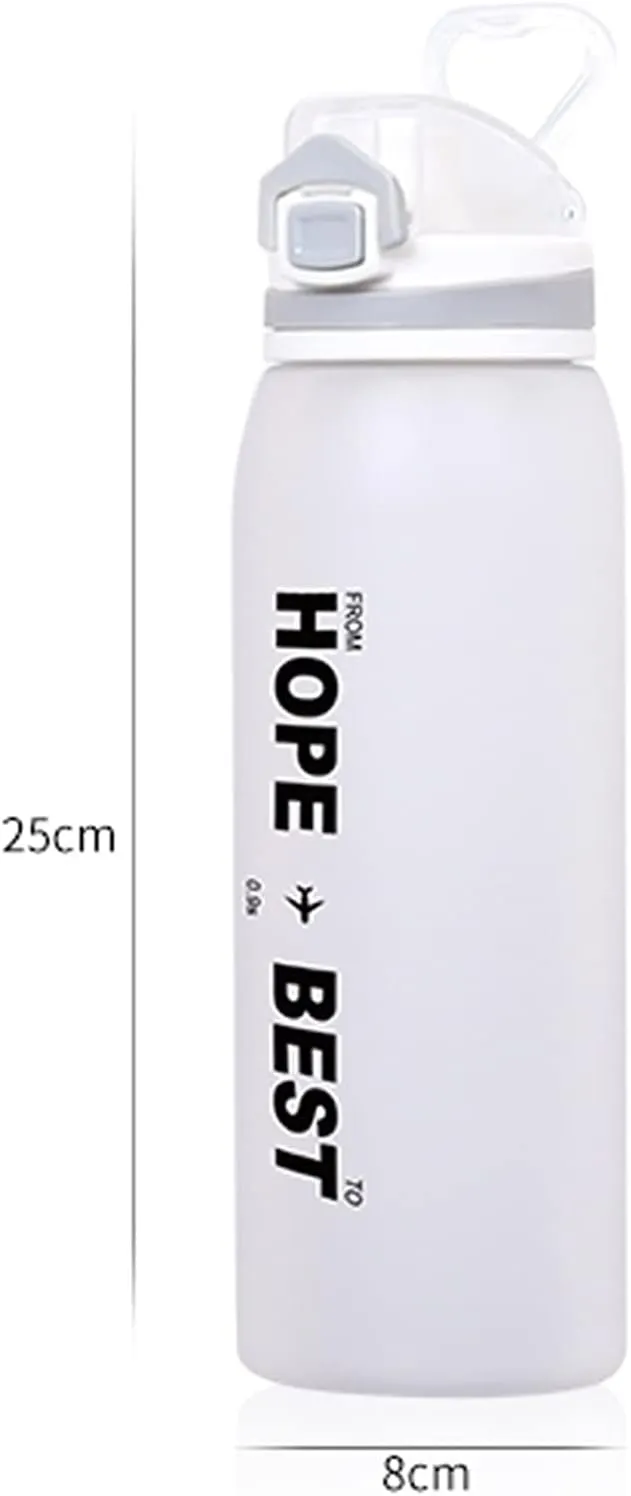 kettles Matte texture Sports Bottle with One-click Push Button,Colorful Water Jug-Large,Leak proof,Fitness/Camping/Outdoor Activity canteen(D)