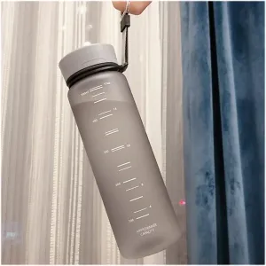 kettles Matte Texture Water Bottles with Portable Rope,Wide Mouth,Sports Bottle With Time Marker,Plastic Large Cups-Leak Proof Fitness canteen(D)