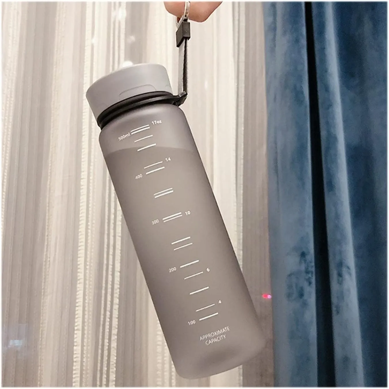 kettles Matte Texture Water Bottles with Portable Rope,Wide Mouth,Sports Bottle With Time Marker,Plastic Large Cups-Leak Proof Fitness canteen(D)