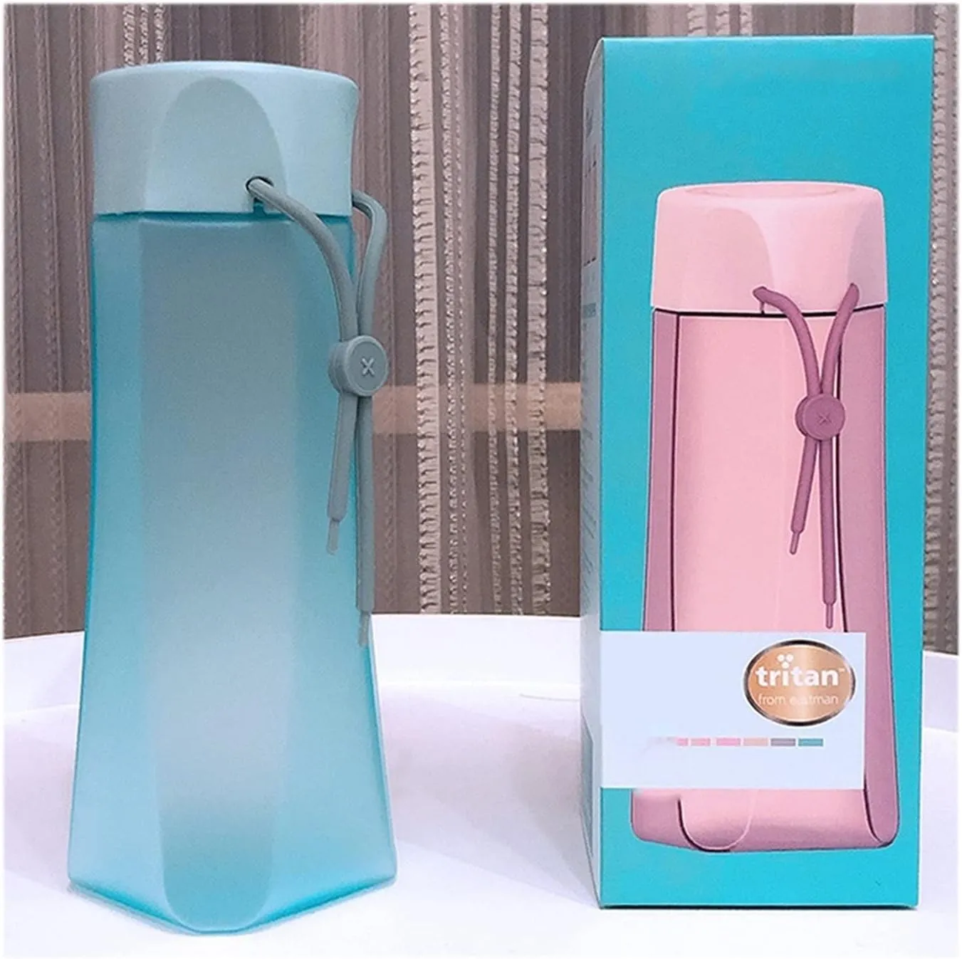 kettles Matte Water Bottles with Portable Rope,Lid,Plastic Water Jug-Wide Mouth,Sport Bottle/Cups Colorful,Easy to Hold,Non-Slip canteen(C)