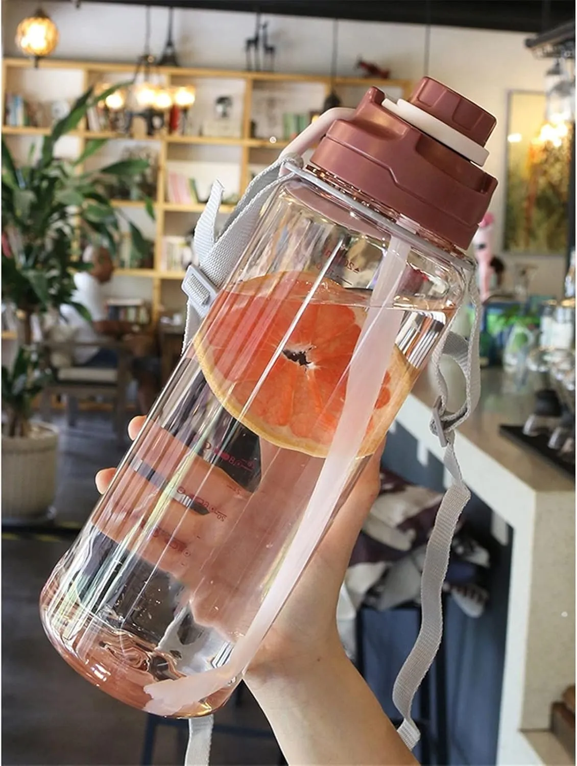 kettles Oversized Water Jug for Camping/Fitness/Outdoor Activity,Large Sports Bottle with Time Marker/Straw/Leakproof Lid,Adjustable Rope canteen(A,Small), 20010125