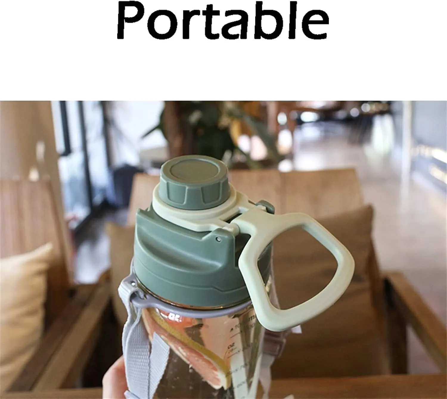 kettles Oversized Water Jug for Camping/Fitness/Outdoor Activity,Large Sports Bottle with Time Marker/Straw/Leakproof Lid,Adjustable Rope canteen(A,Small), 20010125