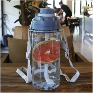kettles Oversized Water Jug for Camping/Fitness/Outdoor Activity,Large Sports Bottle with Time Marker/Straw/Leakproof Lid,Adjustable Rope canteen(A,Small), 20010125