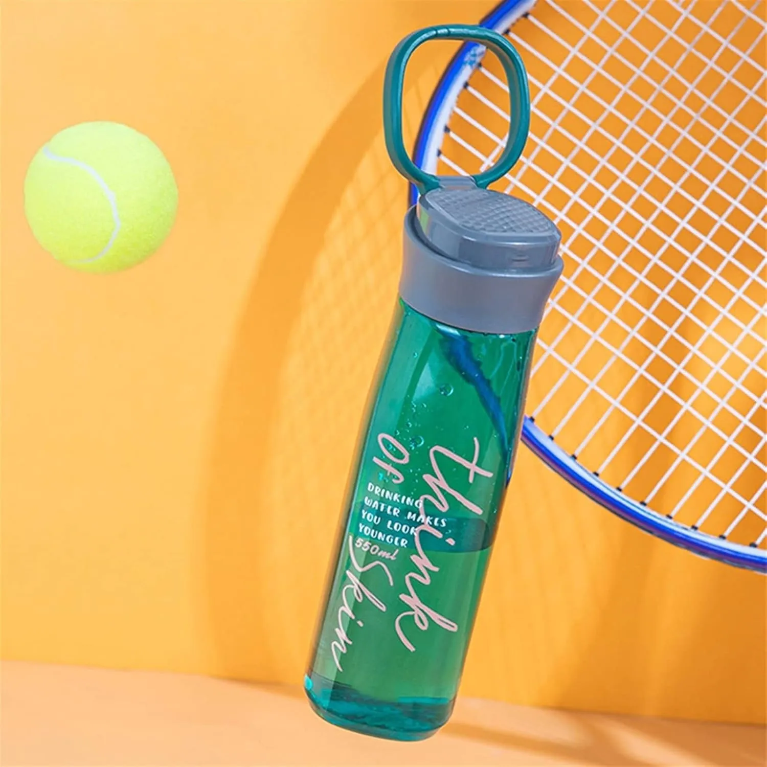 kettles Plastic Portable Simple Water Bottles,Leapproof Sealed Sports Bottle with Wide Mouth,Large Capacity,Sealed Lid,Outdoor use canteen(B,Medium)