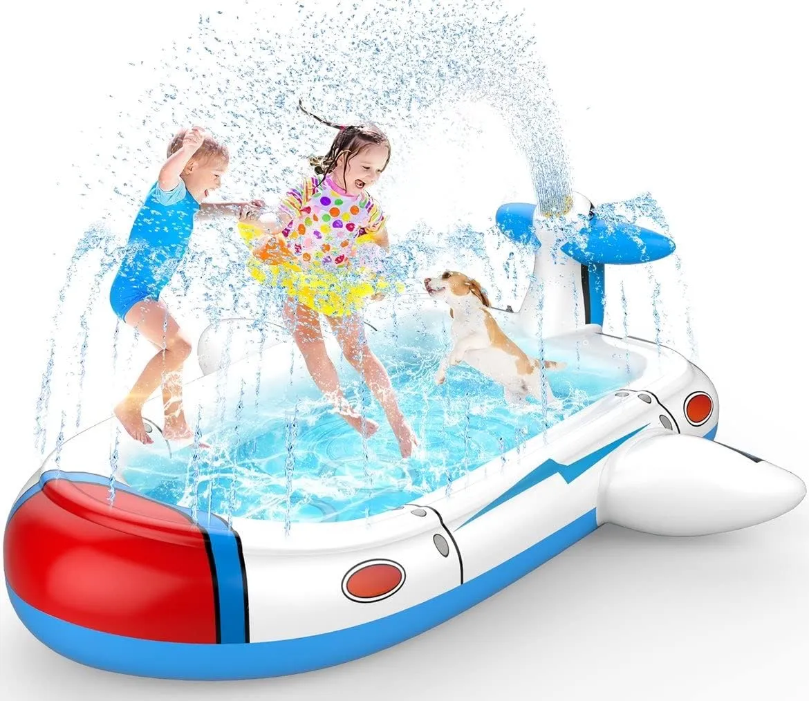 Kiddie Pool for Toddlers, Splash Pad for Kids Ages 4-8, 68" Inflatable 3-in-1 Swimming Pool for Kids, Backyard and Outside Sprinkler Play Mat Wading Pool for 3 4 5 6 Year Old Kids