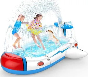 Kiddie Pool for Toddlers, Splash Pad for Kids Ages 4-8, 68" Inflatable 3-in-1 Swimming Pool for Kids, Backyard and Outside Sprinkler Play Mat Wading Pool for 3 4 5 6 Year Old Kids