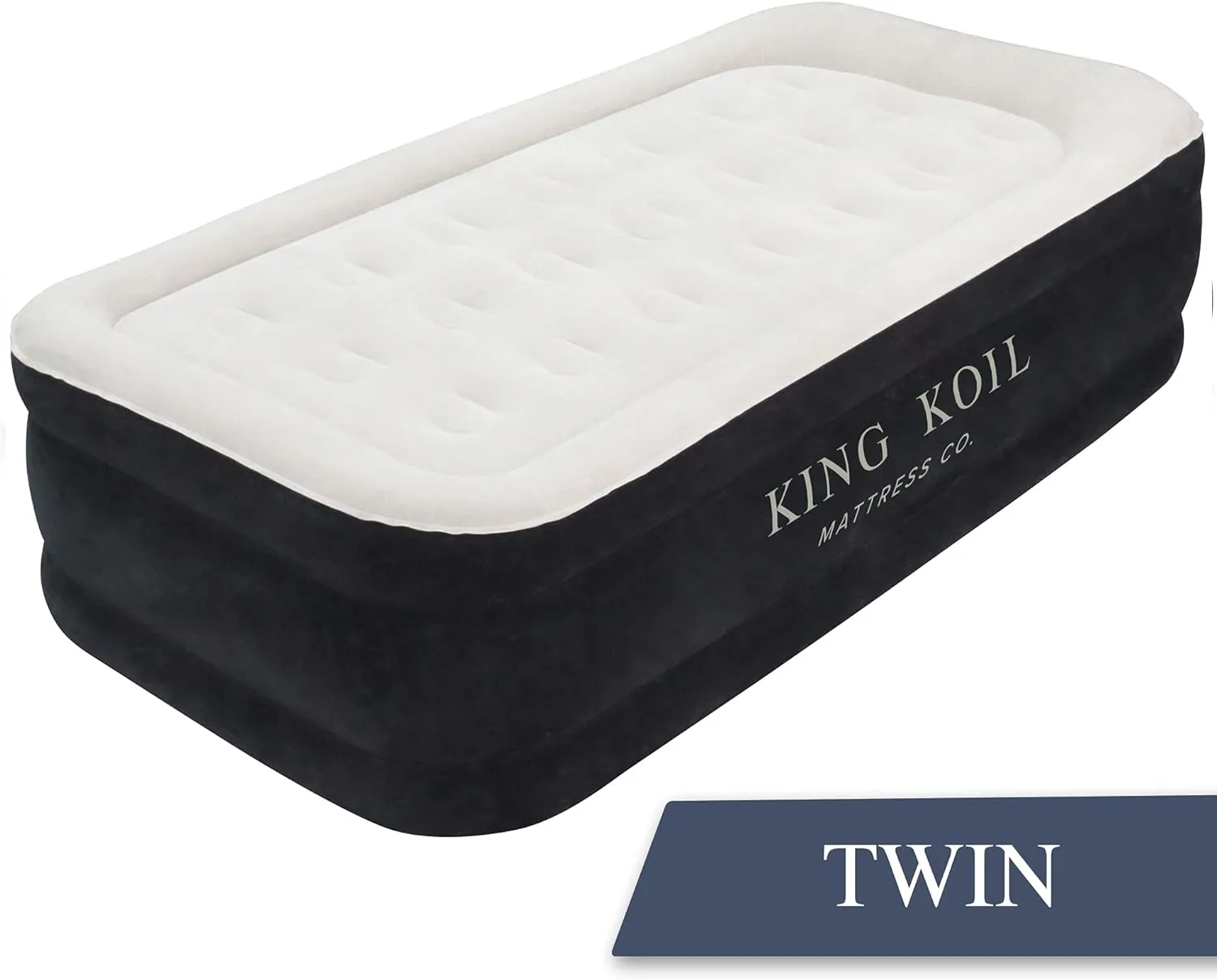 King Koil Luxury Twin Air Mattress with Built in Pump, 20” Double High Twin Size Premium Airbed, Inflatable Blow Up Mattress, Waterproof, 1-Year Warranty
