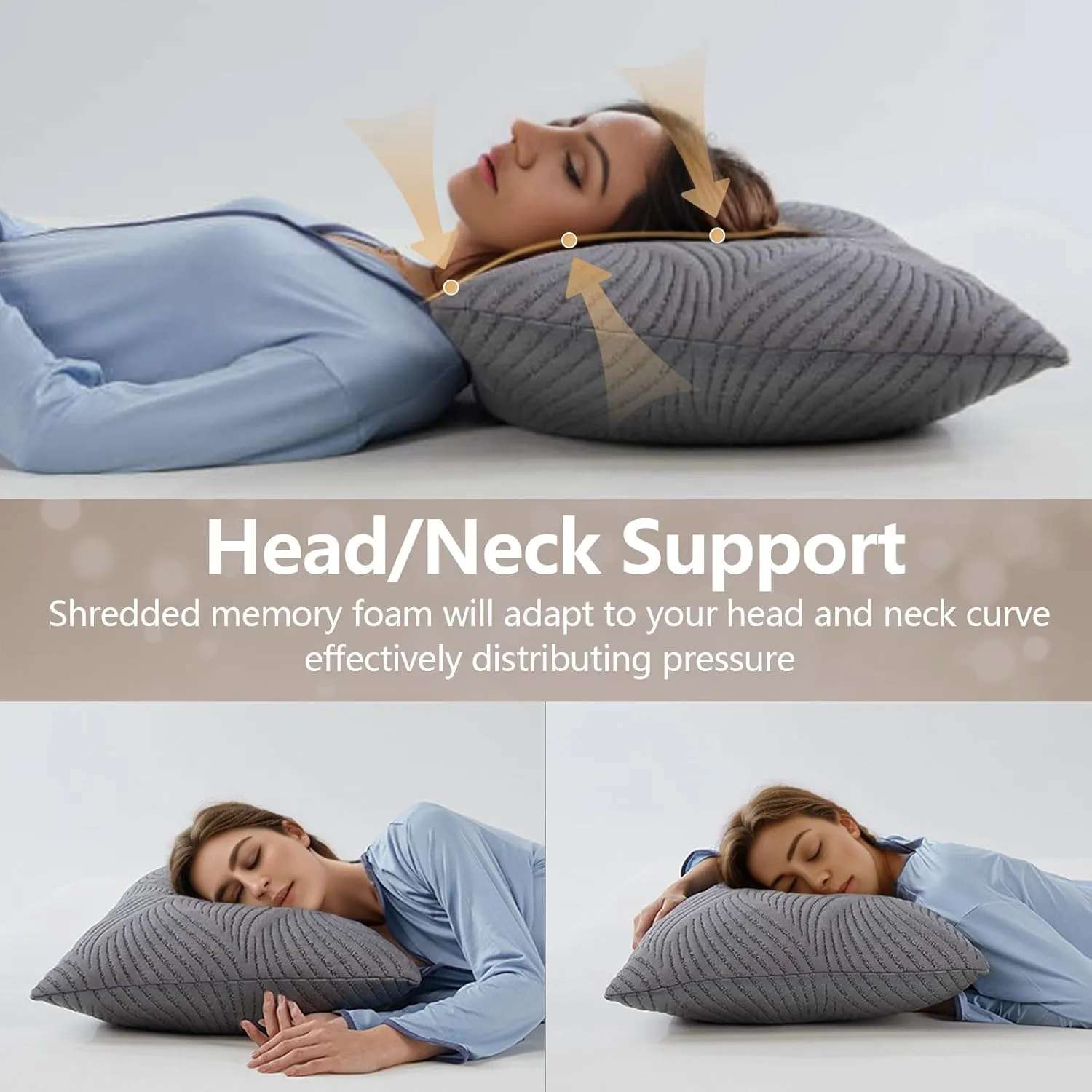 King Size Pillows Set of 2 Cooling Memory Foam Pillows for Sleeping Adjustable Medium Firm Back and Side Sleeper