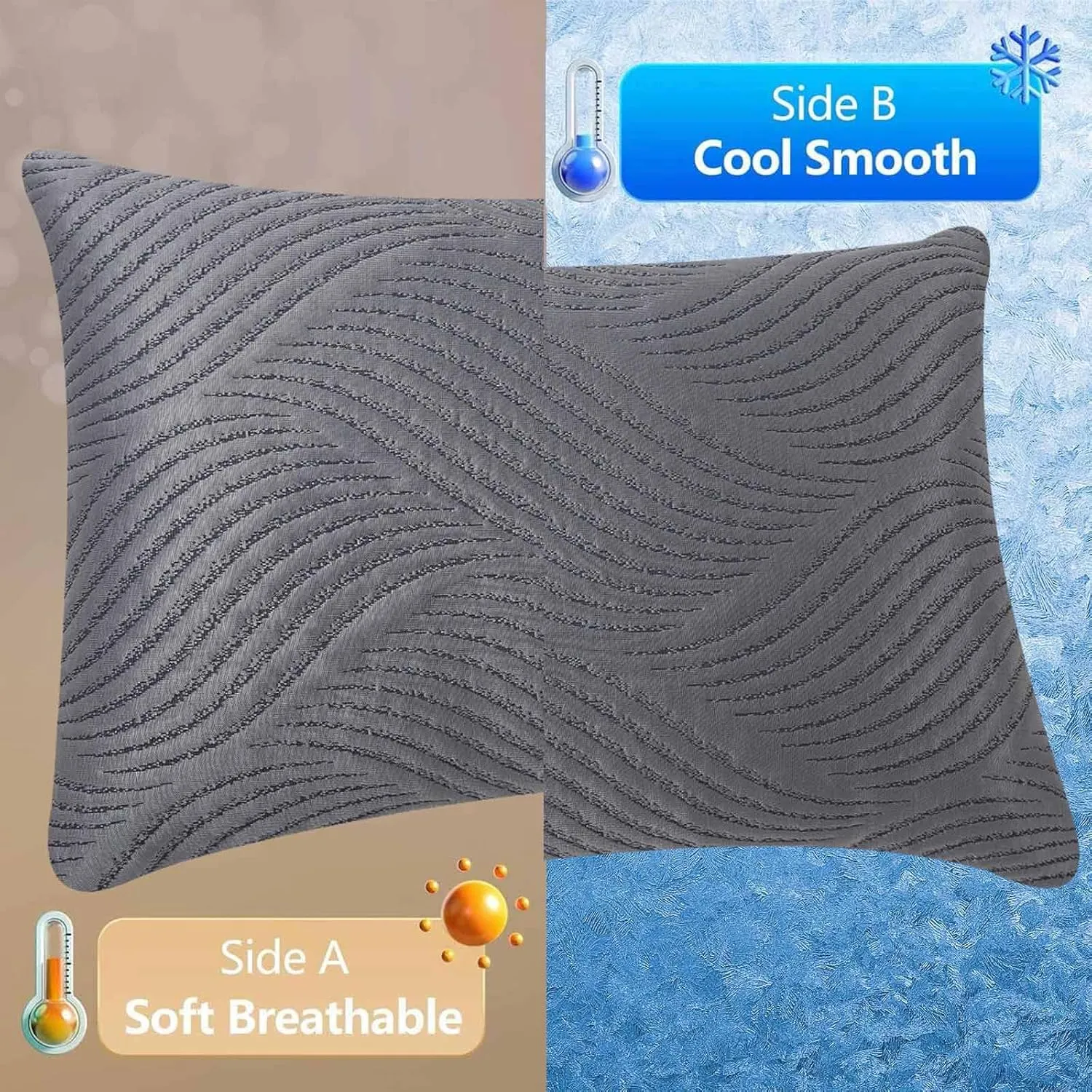 King Size Pillows Set of 2 Cooling Memory Foam Pillows for Sleeping Adjustable Medium Firm Back and Side Sleeper