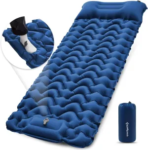KingCamp Sleeping Pad for Camping, Inflatable Sleeping Pad Ultralight Connectable Camping Mattress with Pillow Built-in Foot Pump for Backpacking Hiking Tent Cot (Grey)