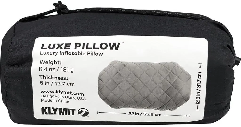 Klymit Klymaloft Extra Large Inflatable Air Bed, Sleeping Pad, Compact, Portable, Inflatable, Supportive, Hybrid, Airplane, Camping, Backpacking, Hammock, Pillow, Grey