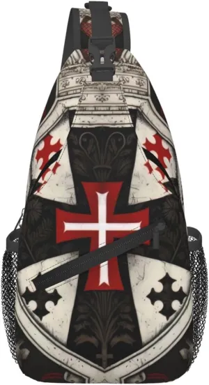 Knights Templar Cross Crossbody Chest Bag for Women Men, Daypack Sling Backpack for Travel Sport Running Hiking