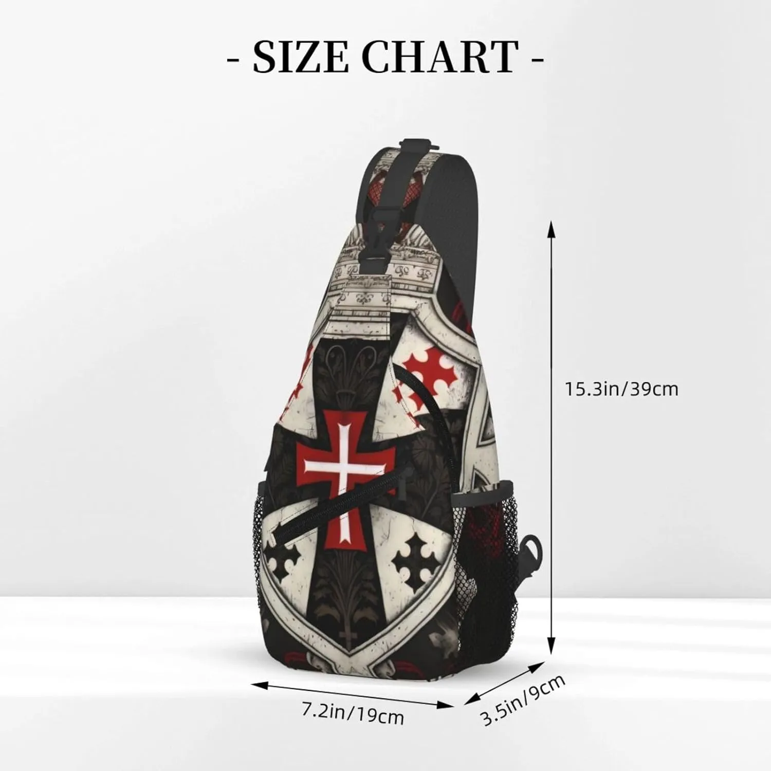 Knights Templar Cross Crossbody Chest Bag for Women Men, Daypack Sling Backpack for Travel Sport Running Hiking