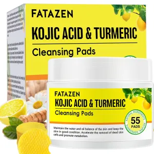 Kojic Acid Turmeric Cleansing Pads, Gentle Kojic Acid Exfoliating Face Scrub Pad for Sensitive Skin, Anti Acnes Turmeric Cleansing Pads for Face & Body, 55 pads