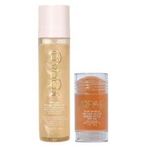 Kopari Sunglaze Sheer Setting Mist Sunscreen SPF 50 & Sun Shield On-The-Glow Sheer Sunscreen Stick SPF 40