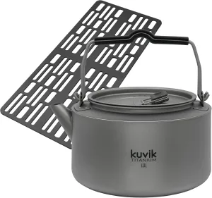 Kuvik Titanium Camping Grill & 1.0L (33.8 oz) Titanium Kettle Bundle