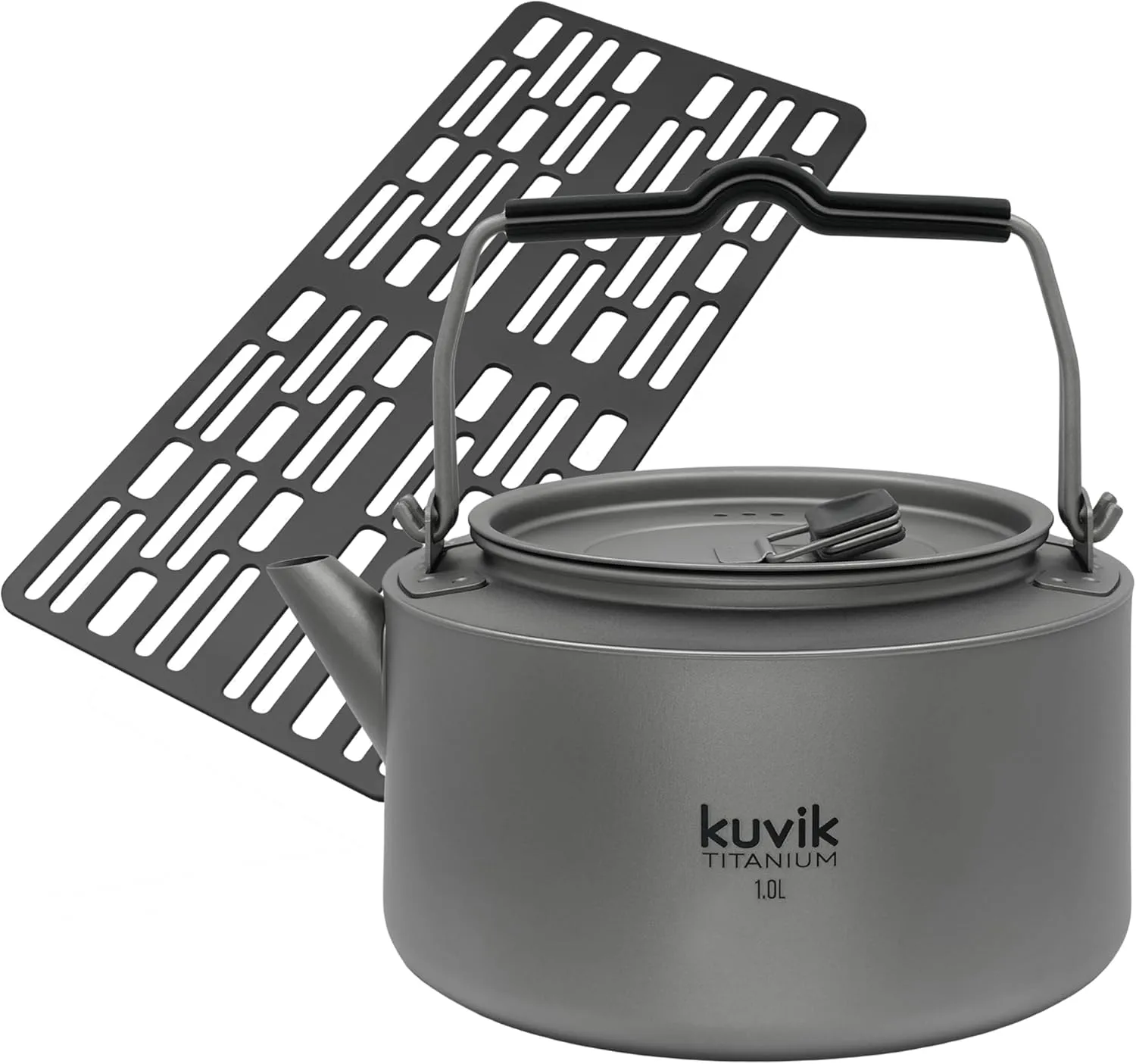 Kuvik Titanium Camping Grill & 1.0L (33.8 oz) Titanium Kettle Bundle