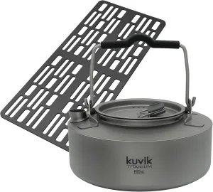 Kuvik Titanium Camping Grill & 600ml (20.3 oz) Titanium Kettle Bundle