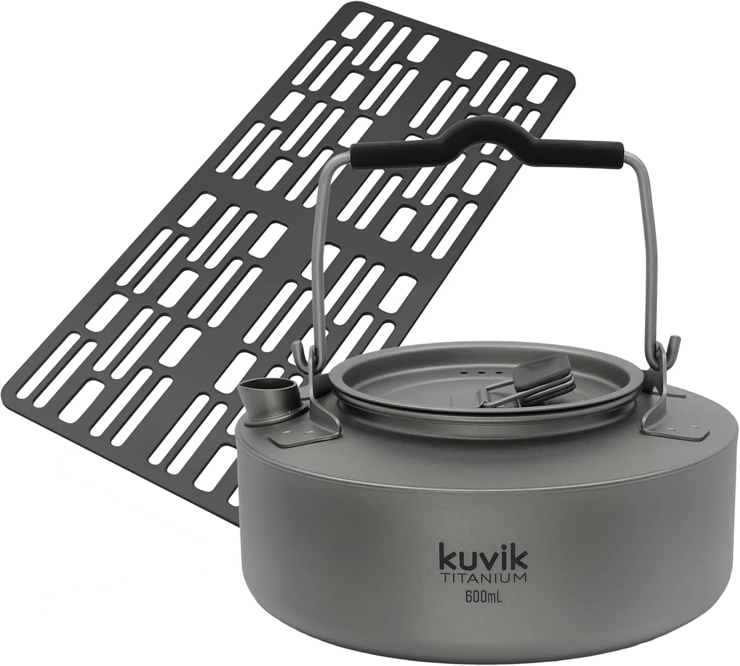 Kuvik Titanium Camping Grill & 600ml (20.3 oz) Titanium Kettle Bundle