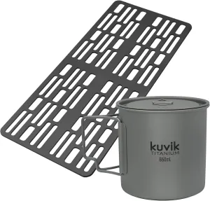 Kuvik Titanium Camping Grill & 650ml (22 oz) Titanium Pot Bundle