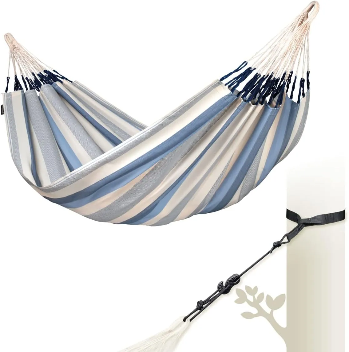 La Siesta® Large Double Brisa Classic Hammock, Outdoor Indoor Hammock Swing - Handmade Weather & Tear Resistant Backyard Bedroom Hammock, Sea Salt