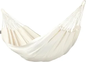 LA SIESTA® Modesta Organic Cotton Hammock - Indoor Outdoor, Bedroom Backyard Porch Patio Tree - Large Fabric Bed, 2 Person - Max 355 Lbs, Double Hammock, Latte