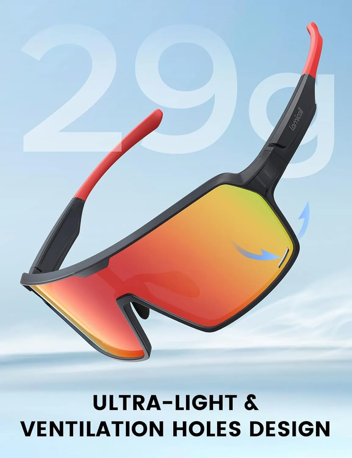 Lamicall Polarized Sports Sunglasses for Men Women, Big Size, UV400 Protection Sun Glasses, Running Cycling Baseball Fishing