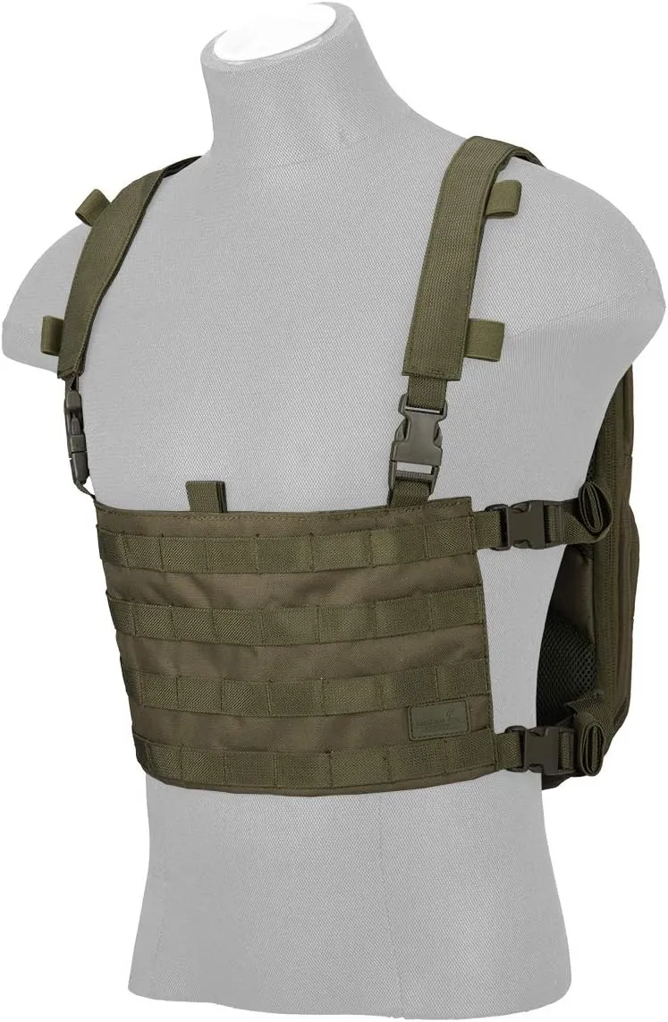 Lancer Tactical 1000D Nylon QD Chest Rig and Backpack Combo (OD GREEN)