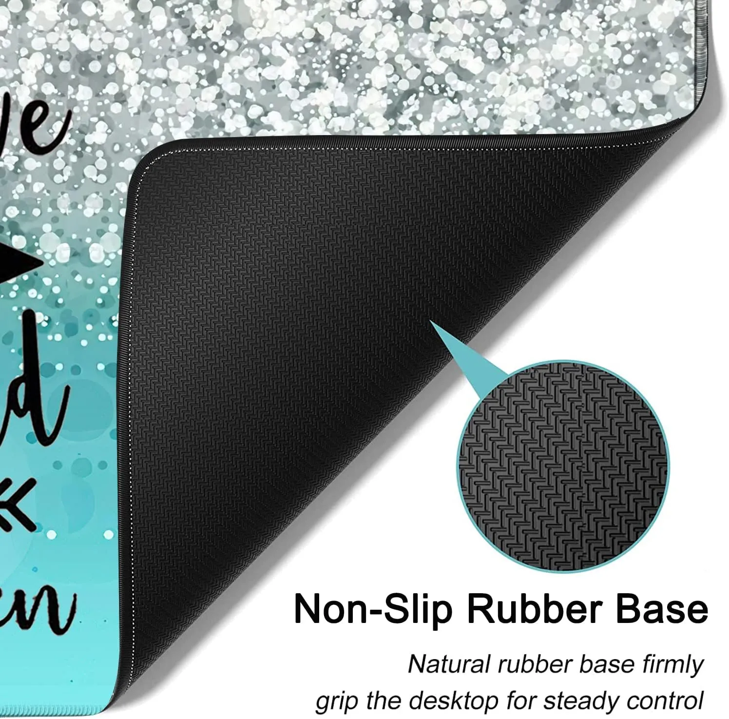 Large Mouse Pad, Extended Office Desk Pad 31.5x11.8in, Ergonomic Memory Foam Mouse Wrist Rest Support for Home Office Computer Writing Pad, Work Hard Inspirational Blue Gradient Gilt Gaming Mouse Mat
