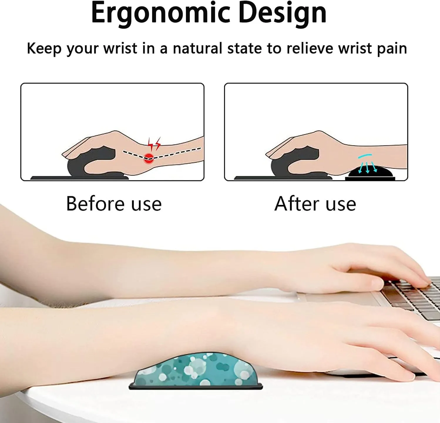 Large Mouse Pad, Extended Office Desk Pad 31.5x11.8in, Ergonomic Memory Foam Mouse Wrist Rest Support for Home Office Computer Writing Pad, Work Hard Inspirational Blue Gradient Gilt Gaming Mouse Mat