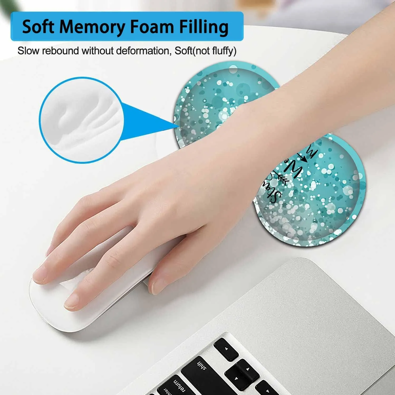 Large Mouse Pad, Extended Office Desk Pad 31.5x11.8in, Ergonomic Memory Foam Mouse Wrist Rest Support for Home Office Computer Writing Pad, Work Hard Inspirational Blue Gradient Gilt Gaming Mouse Mat