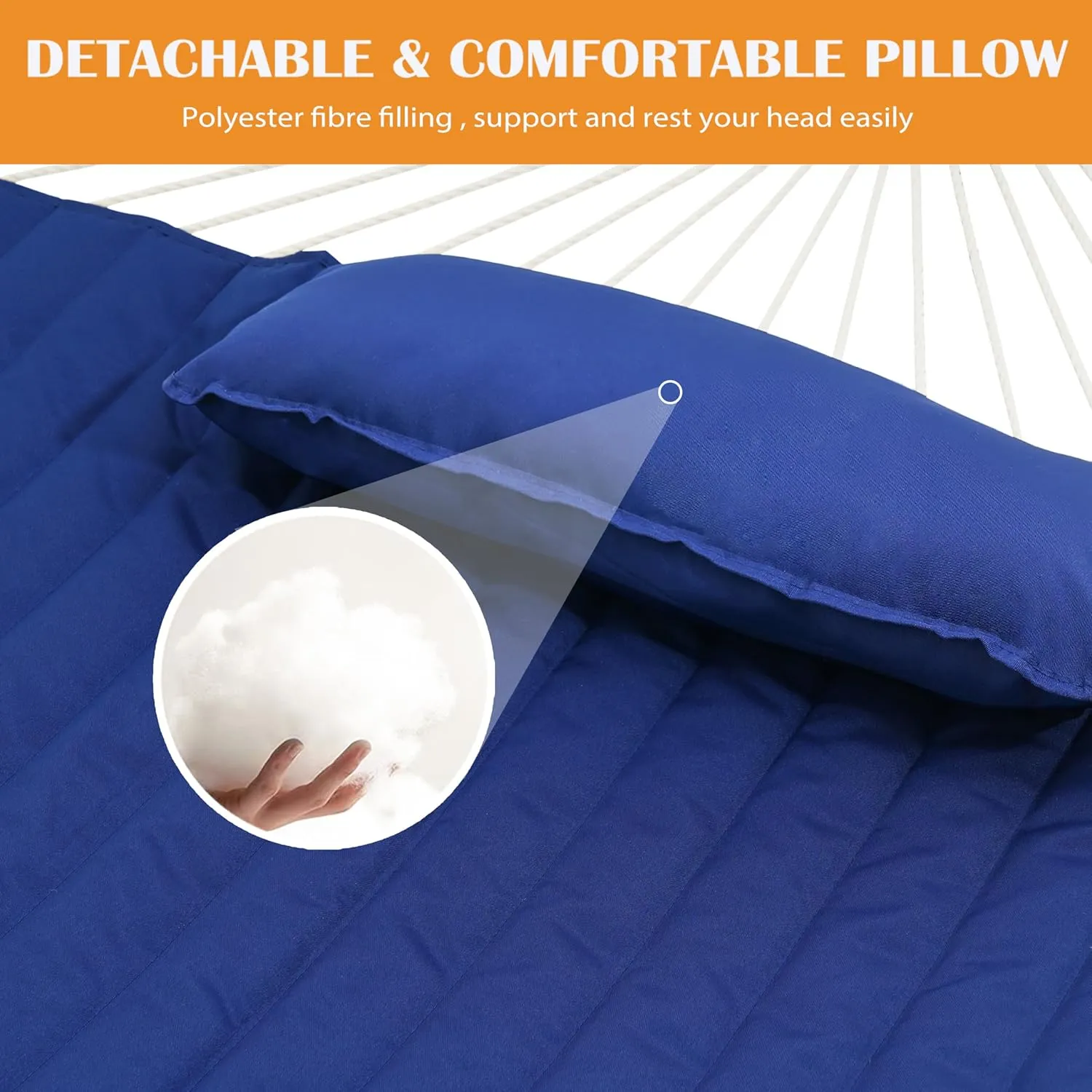 Lazy Daze 2 Person Hammock Pad with Pillow, Double Polyester Quilted 78" x 55", Blue