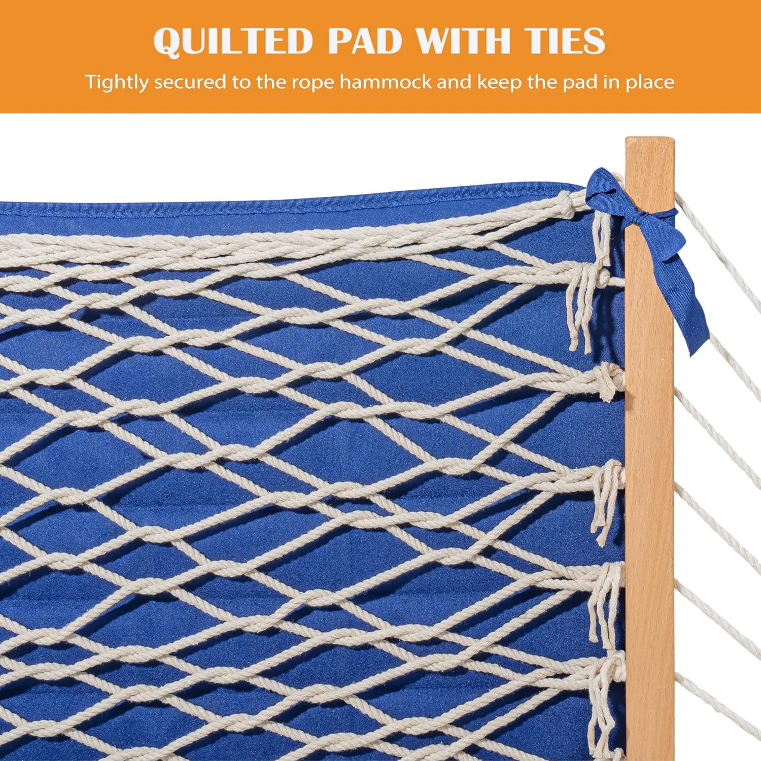 Lazy Daze 2 Person Hammock Pad with Pillow, Double Polyester Quilted 78" x 55", Blue