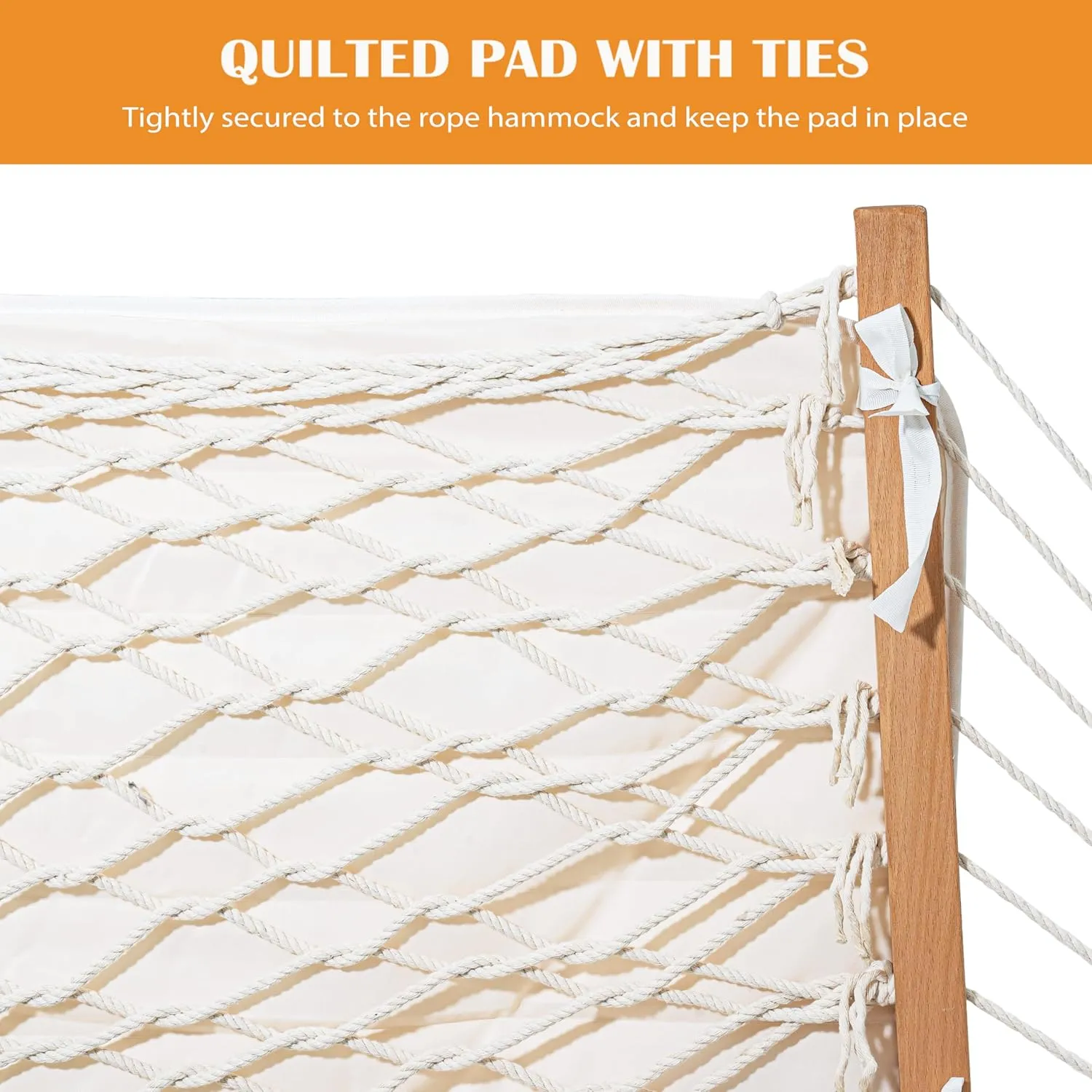 Lazy Daze 2 Person Hammock Pad With Pillow - Double Polyester Quilted 78" x 55" Replacement Pad for Rope Hammock, Cream