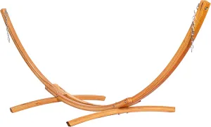 Lazy Daze Hammocks 10.5 FT Outdoor Arc Wood Hammock Stand, 2 Person Russian Pine Hardwood Hammock Stand with Carabiners and Chains, for Outdoor Patio Garden Poolside, 300lb Capacity,Natural