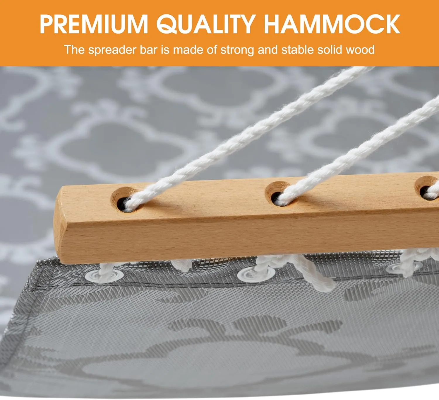 Lazy Daze Hammocks Quick Dry Hammock with Spreader Bar Textliene Fabric Double Outside Hammock with Chains Outdoor Patio Poolside Backyard Beach 450 lbs Capacity, Beige White Stripes