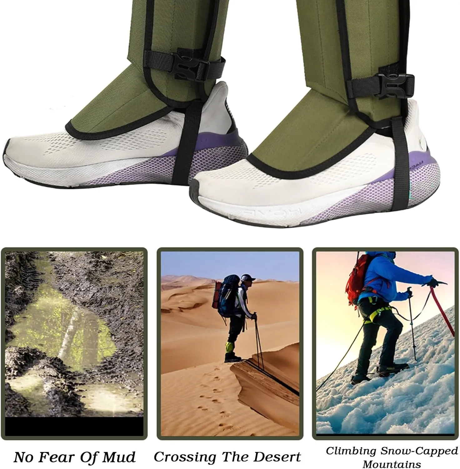 Leg Gaiters,Thickened Nylon Snake Bite Protective Gaiters,Breathable Hiking Gaiters,Adjustable Ankle Gaiters,Suitable for Adults and Children