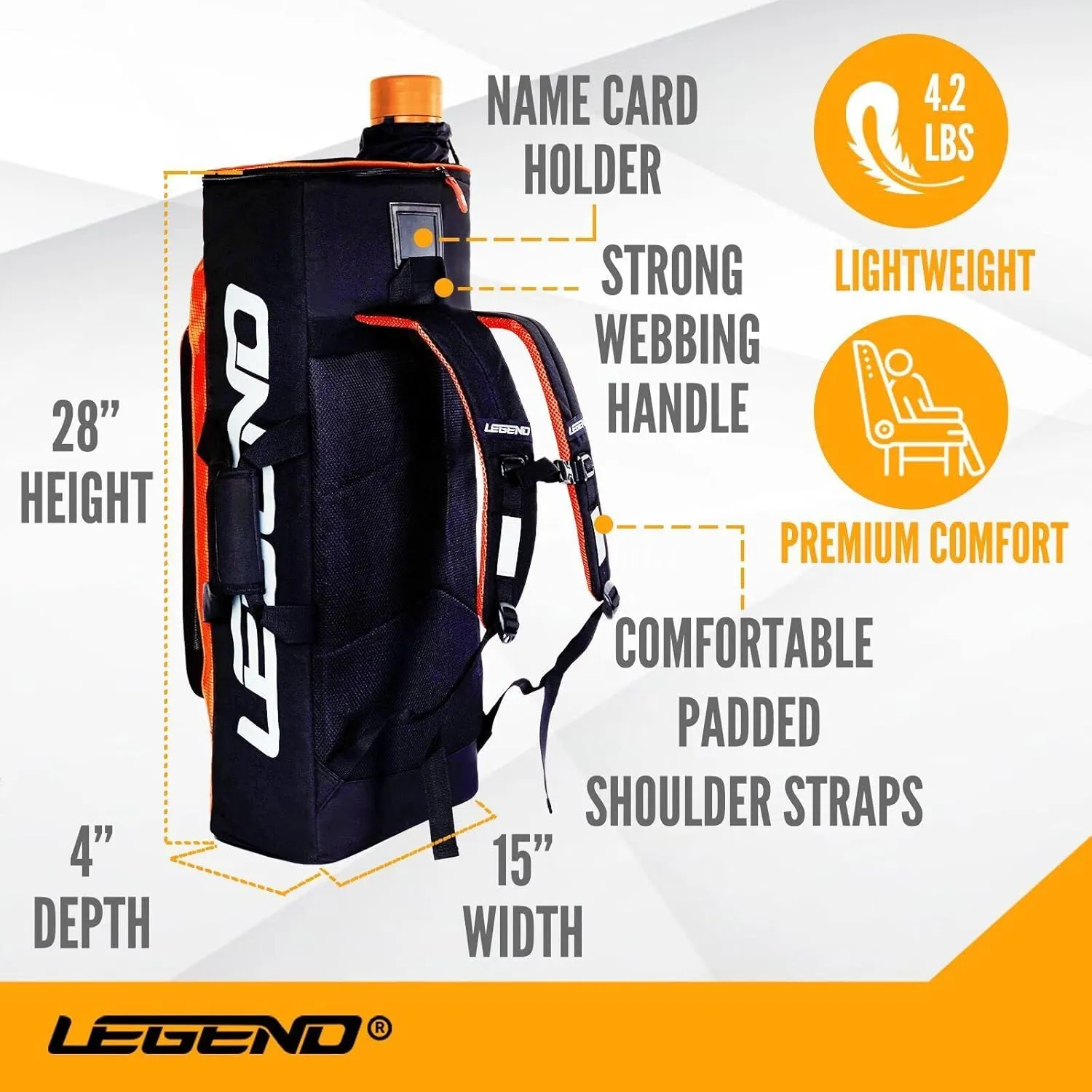Legend XT720 Takedown Recurve Bow Case - Protective Nylon Archery Backpack Bag, Padded Recurve Bow and Arrow Case for Archery Accessories & Gears with Multiple Pockets, Arrow Tube Included