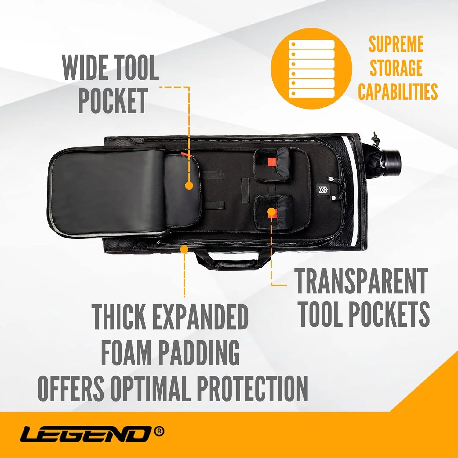 Legend XT720 Takedown Recurve Bow Case - Protective Nylon Archery Backpack Bag, Padded Recurve Bow and Arrow Case for Archery Accessories & Gears with Multiple Pockets, Arrow Tube Included