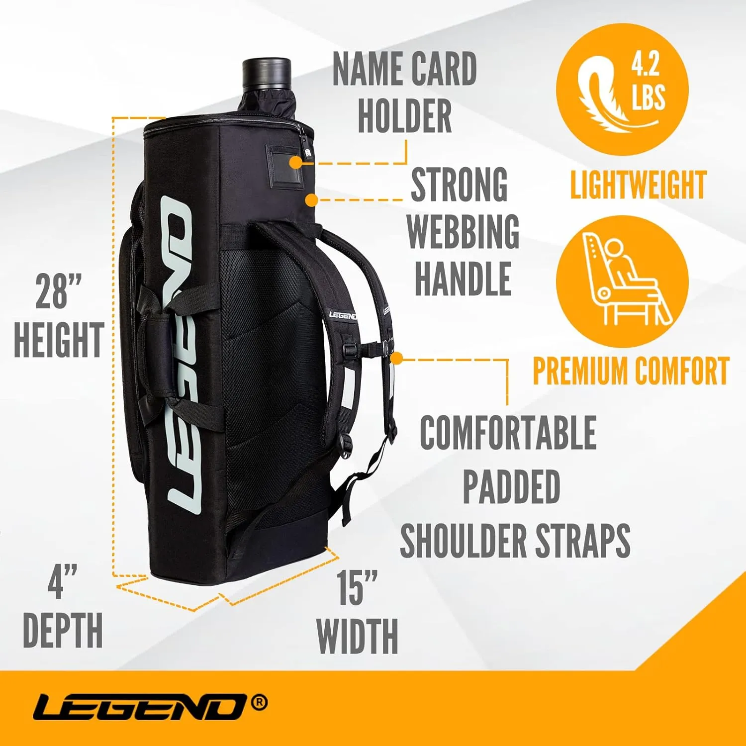 Legend XT720 Takedown Recurve Bow Case - Protective Nylon Archery Backpack Bag, Padded Recurve Bow and Arrow Case for Archery Accessories & Gears with Multiple Pockets, Arrow Tube Included
