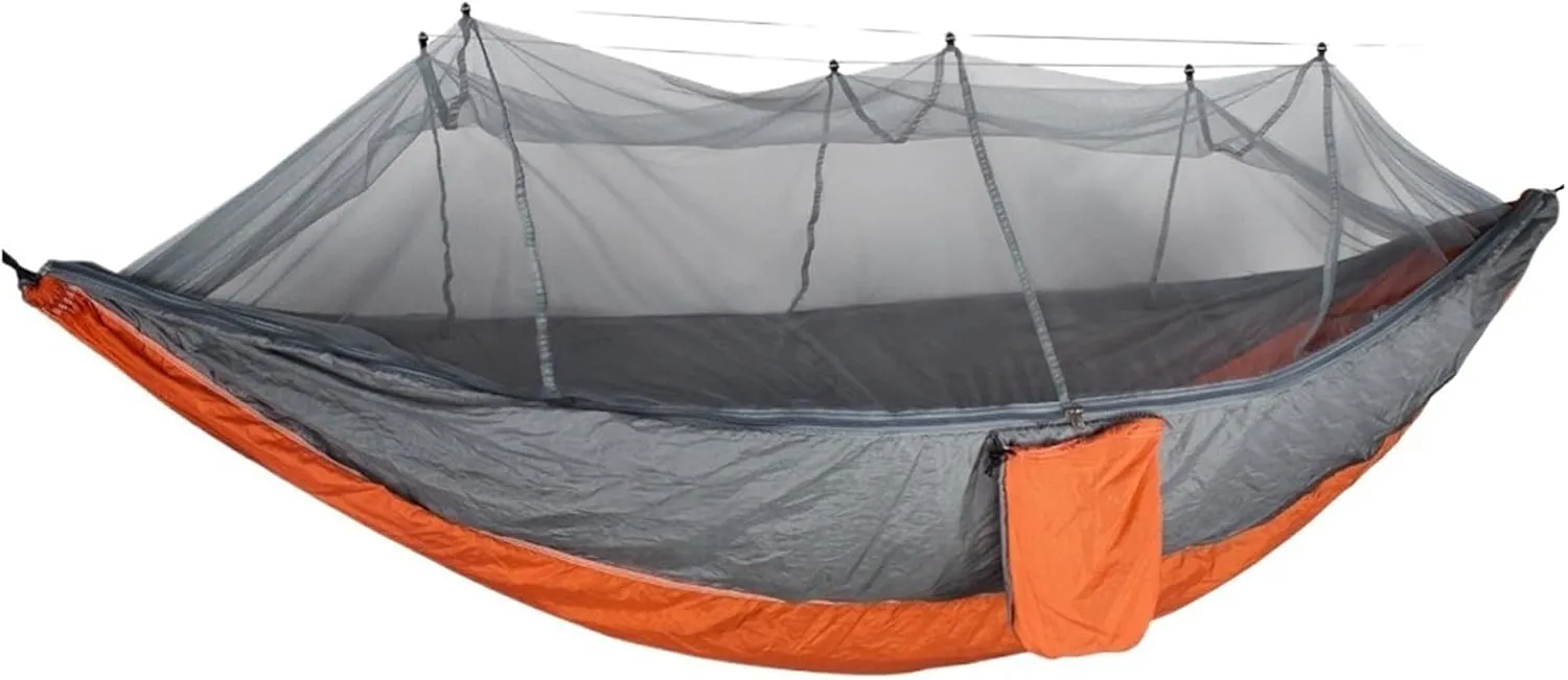 Lightweight Camping Hammock Net 210T Nylon Single Hammock Load Capacity for Outside Hiking Backpack Travel Backyard(Orange)