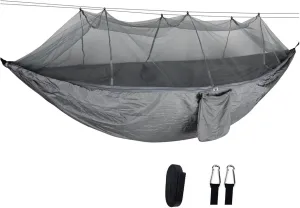 Lightweight Camping Hammock with Net Nylon Single Hammock 300kg Load Capacity for Outside Hiking Backpack Travel Backyard for Terrace, Outdoor(Grey)
