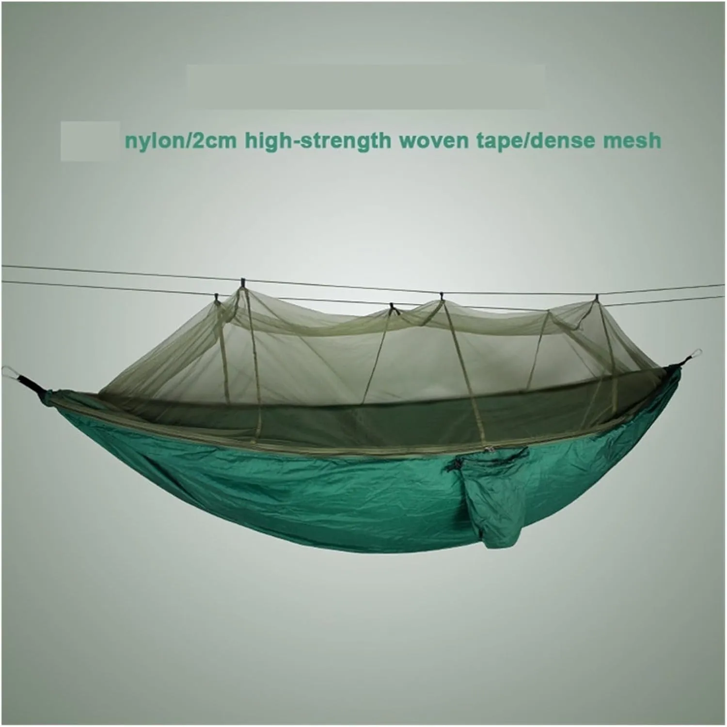 Lightweight Camping Hammock with Net Nylon Single Hammock 300kg Load Capacity for Outside Hiking Backpack Travel Backyard for Terrace, Outdoor(Grey)