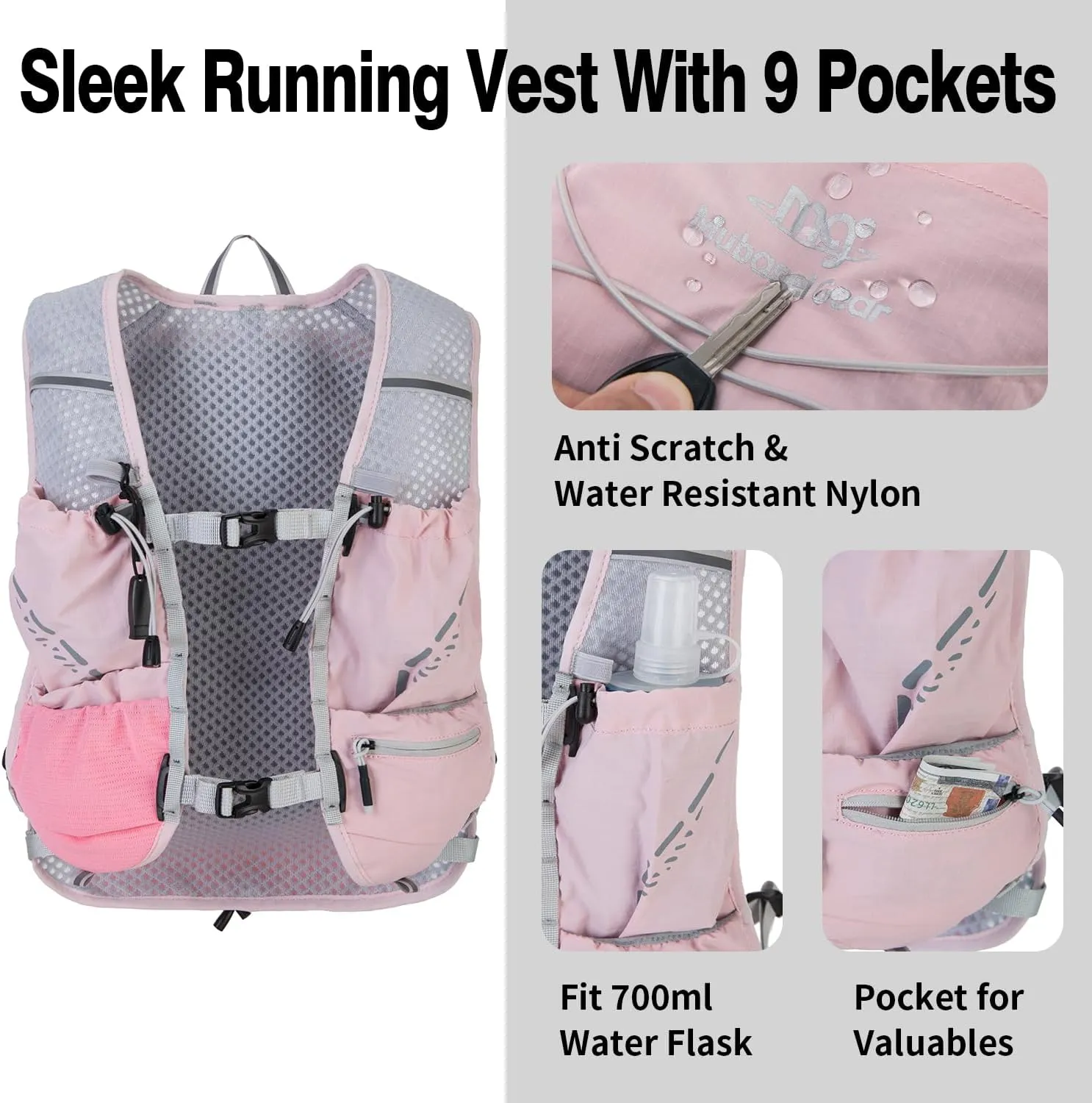 Lightweight Running Vest for Women and Men Hydration Backpack Pack with 1.5L Water Bladder Bag Running Gear Accessories for Hiking Trail Cycling Marathon