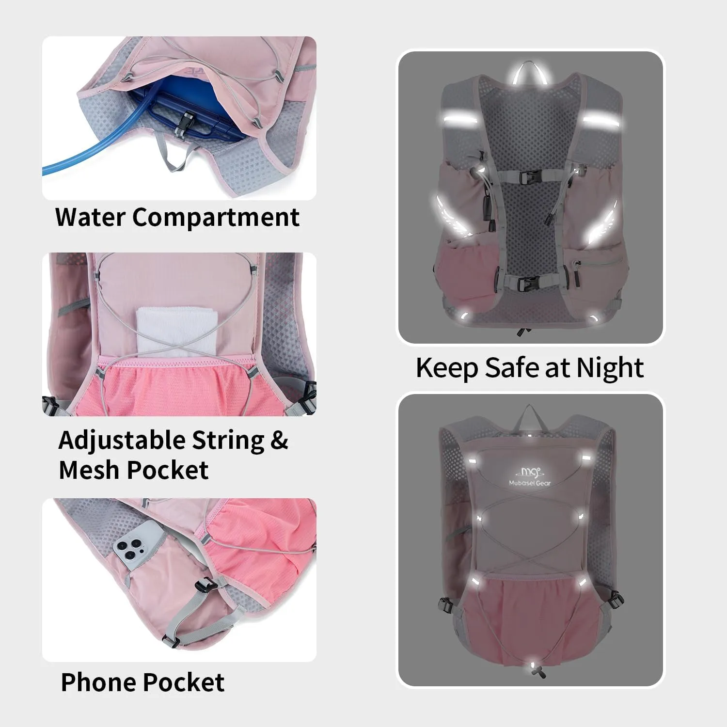 Lightweight Running Vest for Women and Men Hydration Backpack Pack with 1.5L Water Bladder Bag Running Gear Accessories for Hiking Trail Cycling Marathon