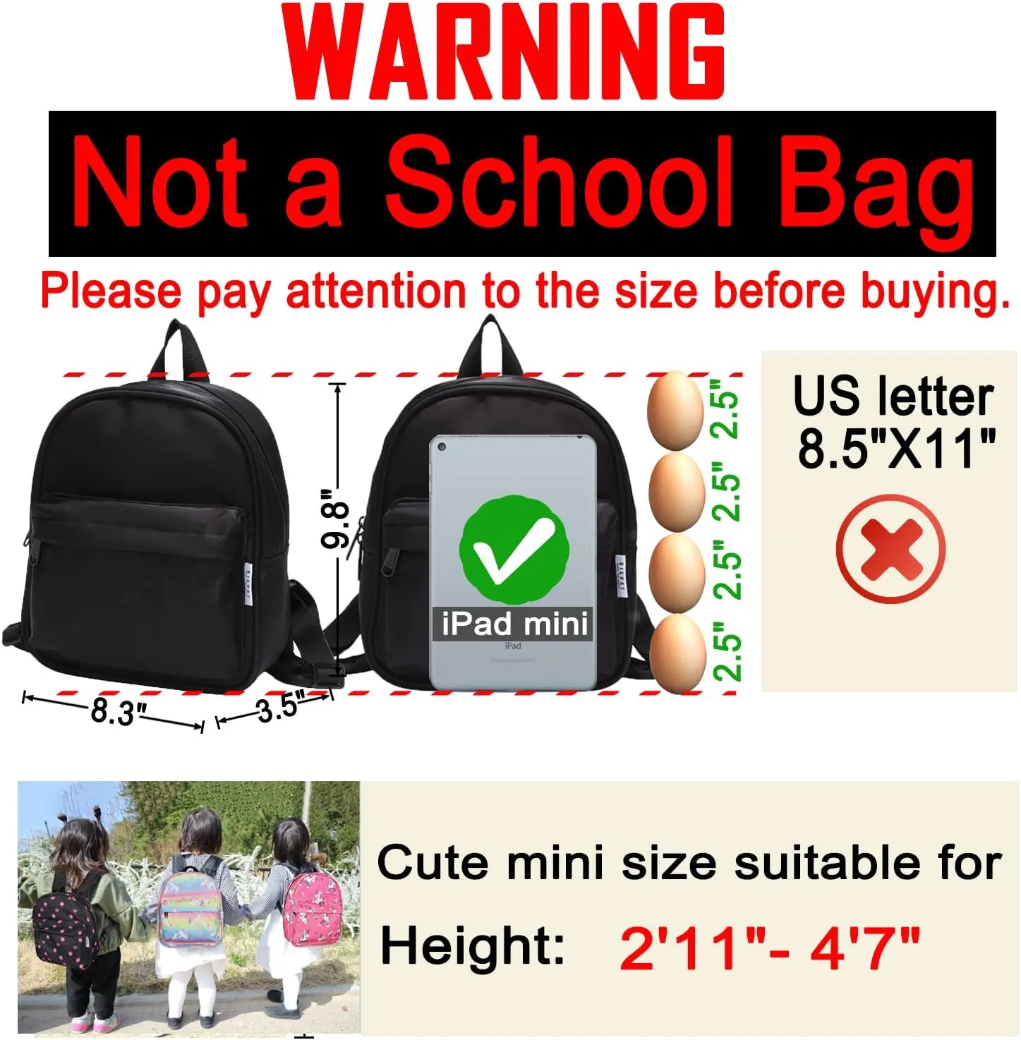 Lightweight Toddler Kids Backpack with Chest Strap For Boys and Girls, Preschool Kindergarten 3-6 Years Old 30 Colors (Dessert/Black)