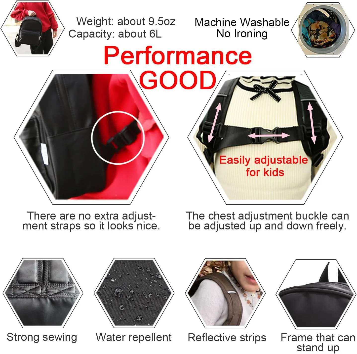Lightweight Toddler Kids Backpack with Chest Strap For Boys and Girls, Preschool Kindergarten 3-6 Years Old 30 Colors (Dessert/Black)