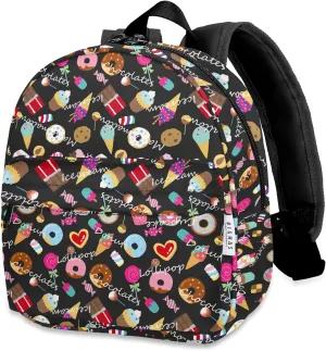 Lightweight Toddler Kids Backpack with Chest Strap For Boys and Girls, Preschool Kindergarten 3-6 Years Old 30 Colors (Dessert/Black)