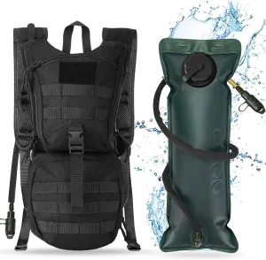Liliful 1 Pcs Tactical Hydration Backpack with 3l TPU Water Bladder Tactical Molle Water Backpack Hydration Pack for Men Women Hiking Biking Running Climbing